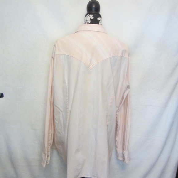 Wrangler Retro Women's Peach Stripped Long Sleeve Pearl Button Western Blouse - Picture 5 of 5